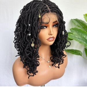 15inch Soku Faux Locs Wig Straight Mix Curly Braids Dreadlock Lace Wigs Synthe..
